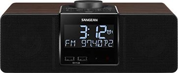 Sangean RCR-40 AM/FM-RDS(RBDS)/Bluetooth/AUX Digital Tuning Wooden Clock Radio With Battery Back-Up