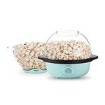 DASH SmartStore™ Stirring Popcorn Maker, 3QT Hot Oil Electric Popcorn Machine with Clear Bowl, 12 Cups - Aqua