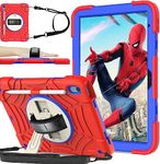 SINSO Case for iPad 10th Generation, iPad 10th Generation 10.9 2022 Case, iPad 10.9 2022 Case for Kids, Rugged Kids Case [360 Swivel Stand][Screen Protector][Shoulder/Hand Strap][Pencil Holder], Red