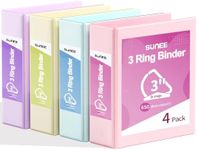 SUNEE 3 Ring Binder 3 Inch D Ring, Clear View Binder Three Ring PVC-Free (Fit 8.5x11 Inches) for School or Office Supplies, Assorted Pastel, 4 Pack
