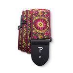 Perri’s Leathers Ltd. - Guitar Strap - Nylon - Jacquard - Mandala - Burgandy - Adjustable - For Acoustic/Bass/Electric Guitars - Made in Canada (TWS-7140)