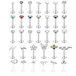 Subiceto Medusa Lip Piercing Jewelry 16G Stainless Steel 6mm 8mm 10mm Monroe Lip Rings for Women Men Labret Nose Studs Bee Butterfly Flower Snake Tragus Helix Cartilage Conch Earrings Set(10mm)