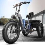Electric Tricycle for Adult, 110 Miles Range, 48V/15Ah&17.4Ah Removable Battery,500 LB Load,20'' Fat Tire Electric Trike with Large Basket,25mph,960W Peak Motor for City and Mountain Road (Husky Plus)