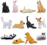 iftnotea 12PCS Small Dog and Cat Figurines for Kids - Puppy Toy Figures with Golden Retriever Husky Colie Pug Shorthair Cat - Cake Toppers Christmas Birthday Gift for Toddlers