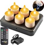 idyl light Rechargeable Tea Lights Candles with Remote Timer, 100 Hours Flameless Flickering Candles with Charging Base Waterproof for Votive,Centerpiece,Wedding,Halloween,Christmas,6 Pack