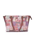 ZOUK Kutch Gamthi Abstract Printed Women Jute Vegan Leather Multicolor Office Tote Bag for Ladies With Laptop Compartment