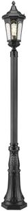 Emliviar 82 Inch Outdoor Post Light Hard Wired, Exterior Water Ripple Glass Street Light Fixture for Garden in Black Finish, E26 Base 100W Max, XE304PL BK-SW