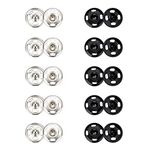 Clothes Hidden Button 100 Sets 10mm Sew-on Snap Buttons Stainless Steel Snap Fastener Press for Sewing Clothing (Black and Silvery)