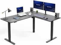 VIVO Corner Standing Desk, 63 x 55 inch Reversible L-Shaped Workstation, Electric Height Adjustment, Home, Office, and Reception Rooms, Black Table Top Black Frame, DESK-E3CTB