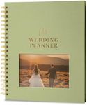 Linen Comprehensive Wedding Planner - Customizable Photo Window Wedding Planning Book and Organizer, Perfect for Just Engaged Gifts, Engagement Gifts for Couples, Wedding Notebook and Keepsake (Sage)