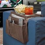 Non-slip Sofa Armrest Organizer with Cup Holder Tray Chair Arm TV Remote Holder for Recliner Couch Armchair Caddy Bedside Storage Pockets Bag for Cellphone Tablet Book Magazines Drinks Holder Pouch