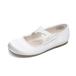 DREAM PAIRS Girls Ballerina Dress Shoes Mary Jane Flats,Size 5 Big Kid,White,Angie-2