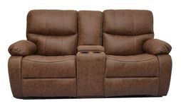 The Couch Cell Two Seater Recliner in Tan Suede Fabric, 2-Person Sofa