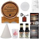 Red Head Barrels - 2 Liter Custom Engraved American White Oak Aging Barrel with Flavoring Gift Set, Free Shot Glass, Premium White Oak Wood Barrel & Homebrew Kit (Kentucky Bourbon)