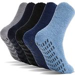 PROETRADE Fluffy Slipper Socks for Women Men Non Slip/Anti Skid Grips Hospital Winter Warm Socks Gift Stocking Fillers(Assortd B)