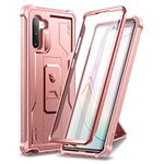 Dexnor for Samsung Note 10 Case, [Built in Screen Protector and Kickstand] Heavy Duty Military Grade Protection Shockproof Protective Cover for Samsung Note 10 - Pink