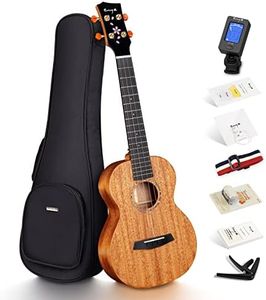 Enya Concert Ukulele 23 Inch all Solid Mahogany Ukelele for Beginners Adults - Ukalalee Bundle with Case, Tuner, Strap, Strings, Capo, Sand Shaker, Picks, Polish Cloth (EUC-MS)