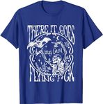 There It Goes, My Last Flying FCK Funny Halloween Skeleton T-Shirt (Blue,M)