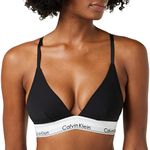 Calvin Klein - Women's Unlined Triangle Bralette - Modern Cotton - 53 percent Cotton 35 percent Modal 12 percent Elastane - Black - Semi-Sheer Lace - Supportive Elastic Underband - No Padding - M