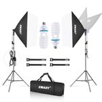 EMART Softbox Lighting Kit,20"x28" Soft Box Lights Photography Accessories with 2X 125W E27 5500K Bulbs, Professional Camera Photography Lighting Kit for Studio Video Recording, Filming, Podcast