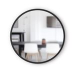 Umbra Hub 24 Round Wall Mirror With Rubber Frame, Modern Decor For Entryways, Washrooms, Living Rooms Inch, Black