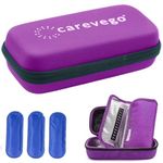 CareVego® Insulin Cooler Travel Case - Handy Medication Insulated Diabetic Carrying Cooling Bag for Insulin Pen, Glucose Meter and Diabetic Supplies with 3 Cooler Ice Pack (Purple)