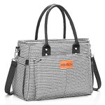 Lunch Bag for Women, Insulated Lunch Box for Work, Large Leakproof Cooler Purse with Side Pockets & Removable Shoulder Strap Women's Lunch Tote Bag for Picnic Work Beach Cute Lunch Bags (Stripe)