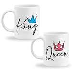 GIFTkarde King Queen Cool Couple Coffee Mugs for Husband & Wife Brand Set of 2 Ceramic 11oz 325ml Cup