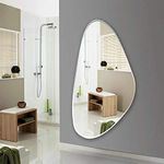 TINITALO Frameless Decorative Glass Mirror Wall Mirror For Bathrooms Mirror In Home Mirror Decor Mirror Size : 18 X 36 Inch Qg 80 (Unframed, Octagonal, Silver)