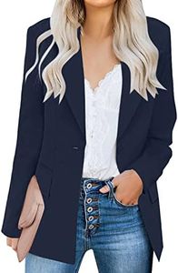luvamia Women's Casual Long Sleeve Lapel Button Slim Work Office Blazer Jacket Casual Blazer for Women Mood Indigo Size Xx-Large Size 20 Size 22