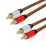2RCA to 2RCA Cable 3ft, LiuTian Gold-Plated [Copper Shell] [Heavy Duty] Nylon Braid 2 RCA Male to 2 RCA Male Jack Stereo Audio Cable, RCA Cable (3ft)