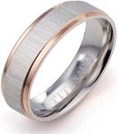 Gemini Custom Engrave His Her Two Tone Rose Gold Silver Couple Promise Anniversary Wedding Ring Valentine Day Gift SzM 1/2