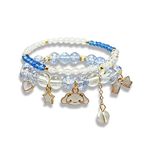 Cinnamoroll Crystal Bead Bracelet, Kuromi and My Melody Sanrio Bracelets, Kawaii Matching Beaded Bracelets for Best Friend, Cinnamoroll Cartoon Bead Bracelet for Girls Women (blue, handmade)