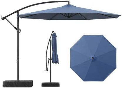 Meulbaty Patio Umbrella with Base Included, 10FT Large Cantilever Offset Patio Umbrellas Outdoor Umbrellas Shade Umbrella with Stand - UV Protection, Easy Tilt & 360° Rotation for Pool, Deck, Porch, Yard (Navy blue)