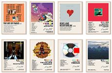 ASTRDECOR Kanye Album Cover Limited Edition Posters Set of 8, Rapper Music Posters Kanye Album Cover Posters for Room Aesthetic Canvas Wall Art Prints for Teens, Boys, Girls Room Decor (8x10inch, unframed)