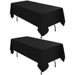 LYAFS 2 Pack Black Polyester Tablecloth for 8ft Rectangle Tables 60 x 126 Inch Rectangular Fabric Table Clothes Washable Black Table Covers for Wedding Banquet Party Restaurant Buffet Camping