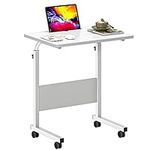 soges Adjustable Mobile Bed Table with Tablet Slot 23.6inches Portable Laptop Computer Stand Desks Cart Tray, White, 10CZZS05-3-60WT-CA