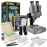 NATIONAL GEOGRAPHIC Kids Microscope Science Kit - Dual LED Microscope for Kids, Ultra Bright 20x & 50x Magnification, 35 Microscope Slides, Most Complete Microscope Kit for Kids 8-12, Biology for Kids