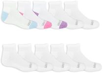 Fruit of the Loom Girls' Everyday No Show Socks (10 Pack), White, Medium