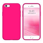 GUAGUA Compatible with iPhone 6s Case iPhone 6 Case Liquid Silicone Soft Gel Rubber Slim Light Microfiber Lining Cushion Texture Cover Shockproof Full Body Protection Case for iPhone 6/6S, Hot Pink