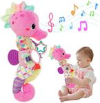 Baby Toys 0-6 Months Infant Stuffed Animals Soft Plush Toys with Mirror Rattle Crinkle Teething Newborn Baby Toys for 0 3 6 9 12 Months Old Girls Boys