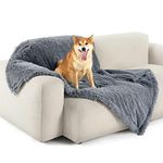 Bedsure Waterproof Dog Blankets Large - Long Faux Fur Dog Bed Blankets Washable for Large Dogs, Fluffy Pet Throw Blanket for Sofa Bed Protector, 100x120cm, Grey