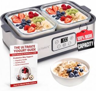 Ultimate Probiotic Yogurt Maker XL, Makes 1 Full Gallon of Yogurt, 2 X 2 Quart Containers, Adjustable Time & Temp Control, Make Trillions of Live Probiotics for Your Gut, UNLIMITED LIFETIME WARRANTY