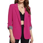 MINTLIMIT Blazer for Women Long Sleeve Casual Lapel Blazer One button Lapel Blazer Tailored tops (Rose Red,2XL)