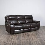 Home Centre Helsinki Solid Three-Seater Electric Recliner - Brown, Leather, PVC and Pine Wood