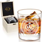 LIGHTEN LIFE Dad Gifts,Dad Whiskey Glass in Valued Wooden Box,Premium Birthday Gifts for Dad,Ideal Dad Gifts from Son Daughter,Dad Birthday Gifts Ideas,Presents for Dad-360ml