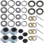 LUXTRKSTO 4Sets L68149 L44649 Trailer Hub Bearings Kit for 1-3/8'' to 1-1/16'' Tapered Axle, with Castle Nut Washer 171255TB/10-19 Grease Seal 1.98'' Dust Cap, Hub Bearing Kits for 3500lbs #84 Spindle