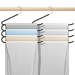 Pants Hanger Jeans Trouser Hanger Stainless Steel Rack Non Slip Closet Space Saver for Tie Scarf Shock Jeans Towel Clothes（3 Pack ） Black