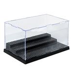 AELS 3-Level Acrylic Display Case, Dustproof Showcase for Collection Bricks Blocks Toys Models Minifigures Building, Clear, Removable (Black)