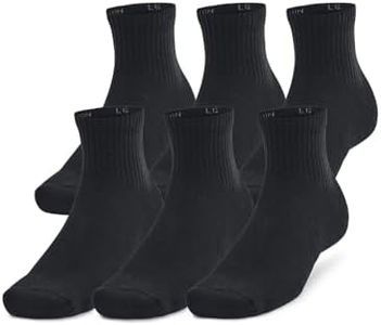 Under Armour Unisex-Adult Training Cotton Quarter Socks 6 Pack, (001) Black/Black/White, Large